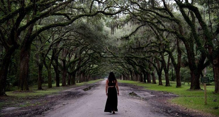 Image of a solo female traveler exploring a scenic destination.