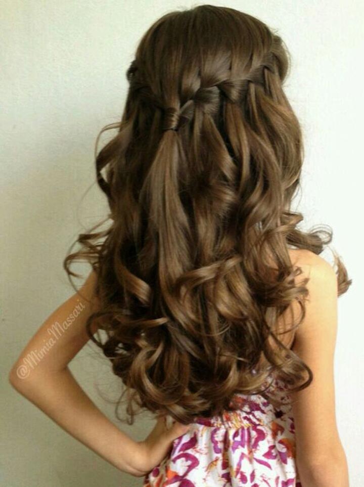 Waterfall half up half down hairstyle