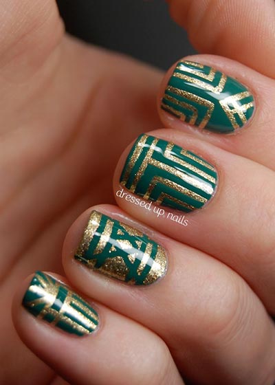 stripped patterns with gold polish