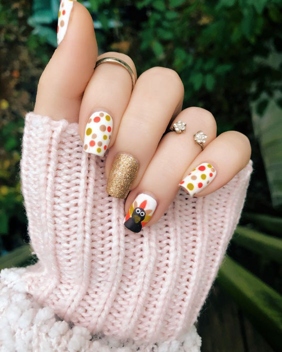 turkey nails with polka dots